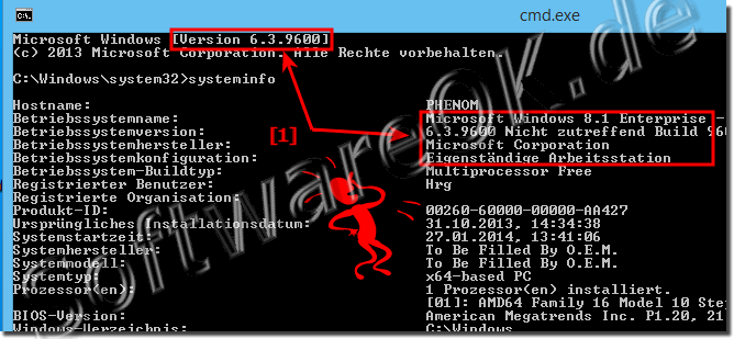 Windows 8.1 ber die Eingabeaufforderung und SYSTEMINFO abfragen!