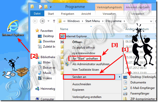 Windows 8 Verknüpfung auf dem Desktop Internet Explorer 10.0