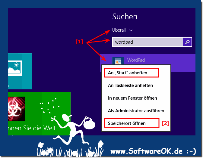 WordPad an Windows-8.1 Start Pinnen!