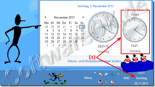 Zustzliche Uhr anzeigen ber die Win 8.1/8 Taskleiste!