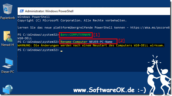 ndern PC- Name mithilfe von PowerShell Befehlen!