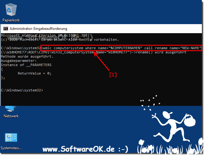 ndern vom PC- Name mithilfe der Eingabeaufforderung cmd.exe!