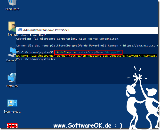 Arbeitsgruppe vom PC mithilfe vom PowerShell ndern!