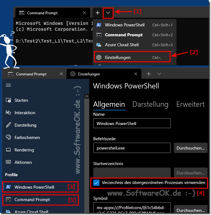 Beim Starten von der Terminal-APP das Verzeichnis bernehmen!