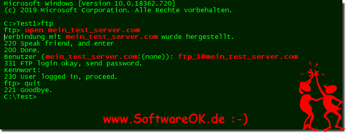 FTP Windows-Eingabeaufforderung mit Server Verbinden!