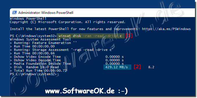 Festplatten Geschwindigkeit Lesen SSD mit Befehlszeile!