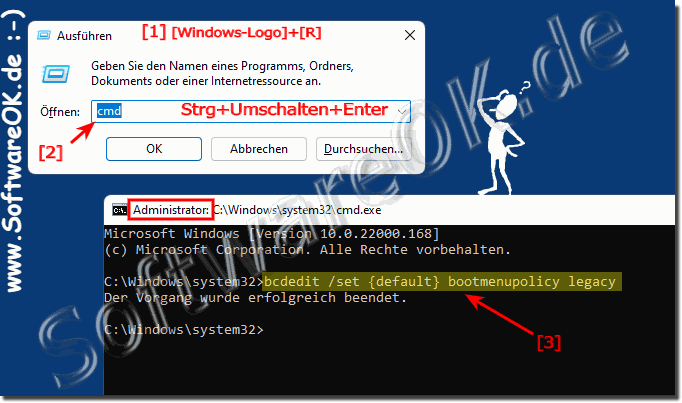 Klassisches Bootmen unter Windows 11, 10, 8.1, ... wieder aktivieren!