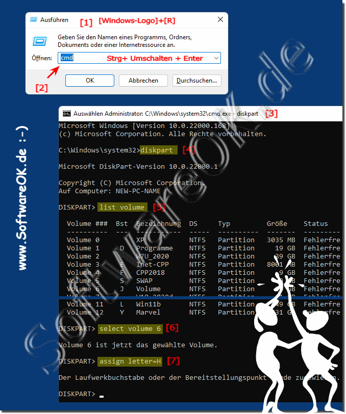 Laufwerksbuchstaben ndern ber die Eingabeaufforderung in Windows 11, 10, ....!