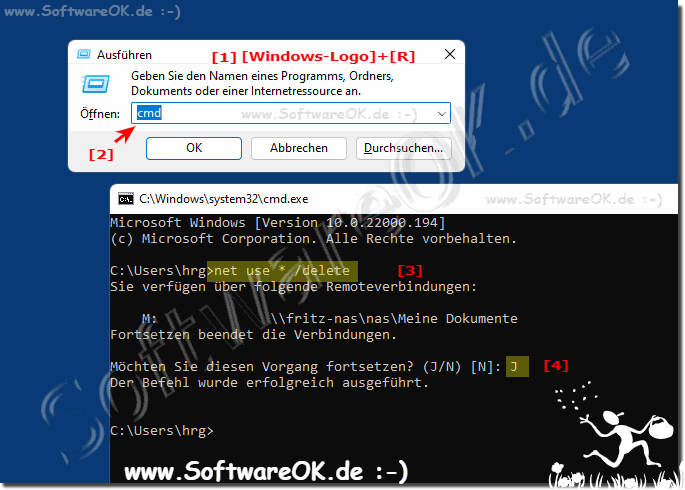 Netzlaufwerke Verbindungen wieder Aufheben bzw. Freigeben auf MS Windows OS