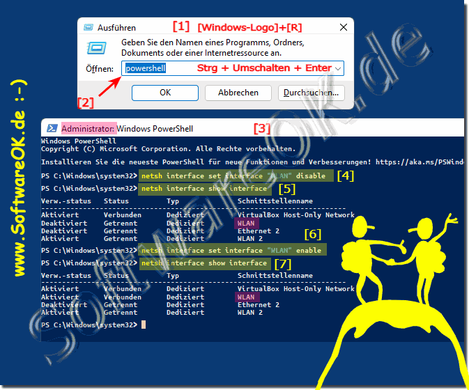 Netzwerkadapter ber Eingabeaufforderung deaktivieren, aktivieren!