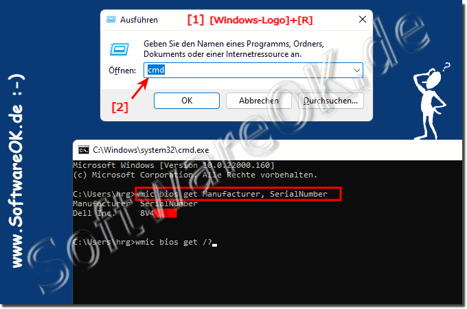 Per Eingabeaufforderung die PC Seriennummer und Hersteller herausfinden!