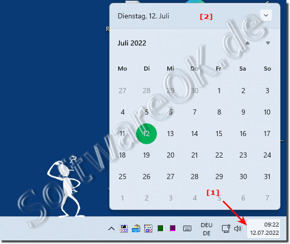Anzeigen des Kalenders in MS Windows Betriebssystemen?