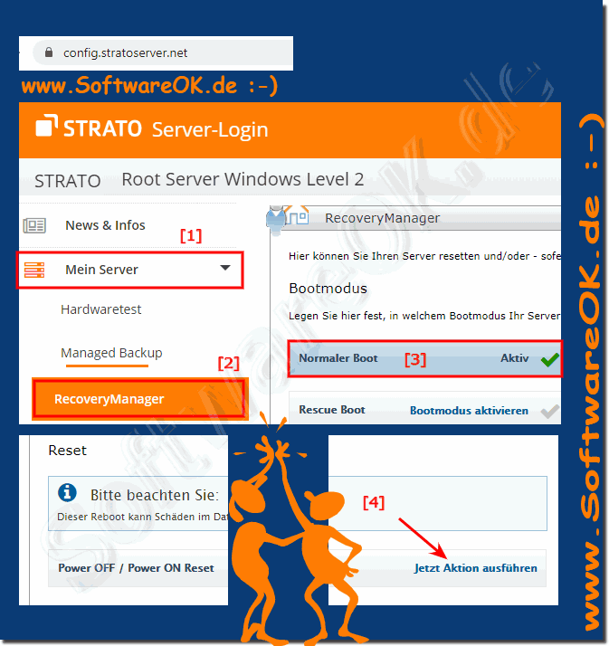 MS Windows Server 2019. 2016. 2020 Strato neu starten!