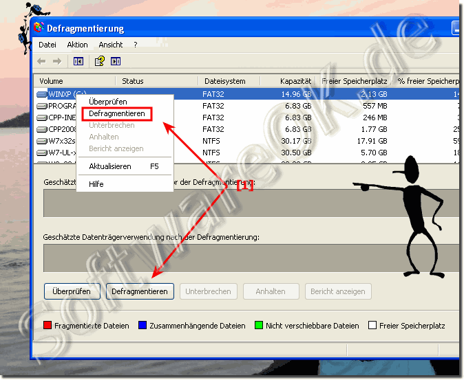 Defragmentierung von Festplatten in Windows-XP!
