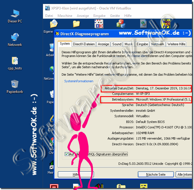 DirectX 9 Windows XP in VirtualBox auf Windows 10!