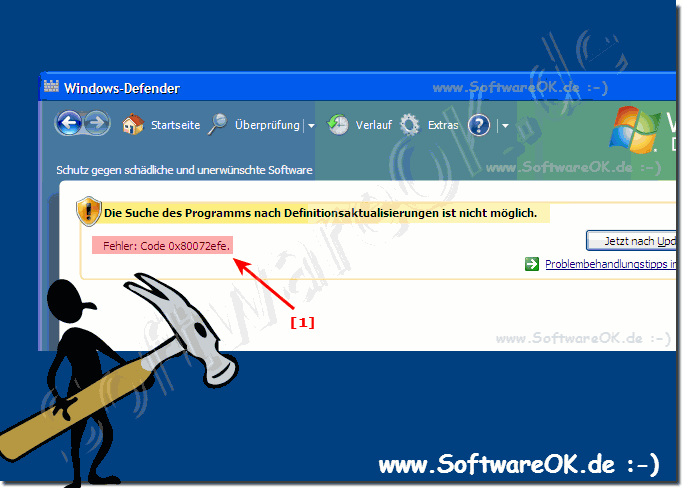 Virenschutz bei Windows XP Fehler Code 0x80072efe!