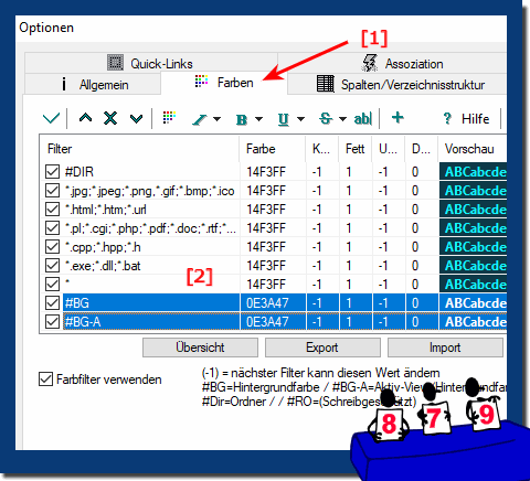 Die Hintergrundfarbe des aktiven Fensters