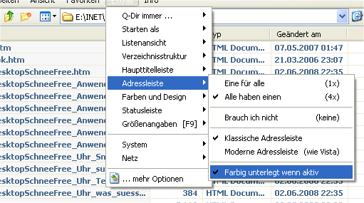 Farbig unterlegt wenn aktiv