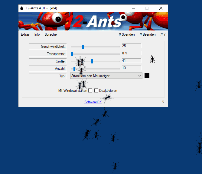 Krabbelnde Ameisen auch am Windows 10 Desktop Home und Pro!