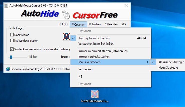 Verstecken Sie den Mauszeiger auf allen Windows Desktop- und Server-Betriebssystemen!