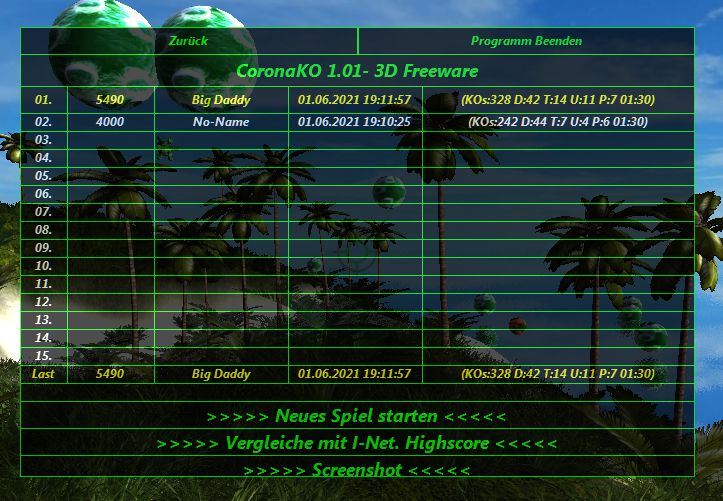 Corona KO 3D Viren-Highscore-Tabelle!