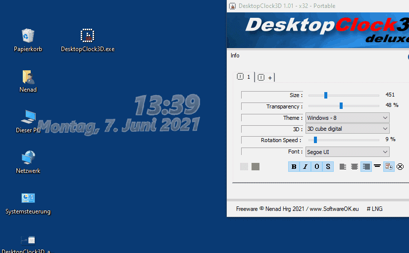 Für Windows eine einfache Digitaluhr am Desktop!