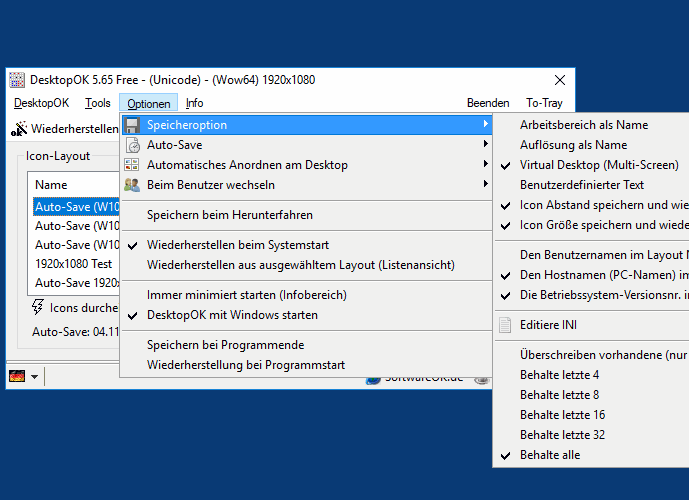 Sichern und Wiederherstellen der Position von Symbolen auf Ihrem Desktop!