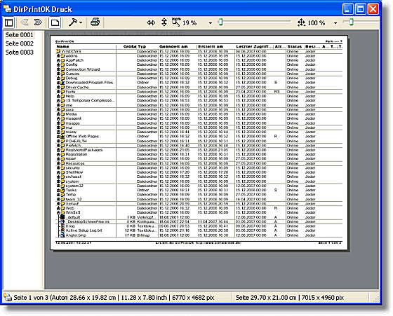 Drucken - Laufwerke, Verzeichnisse , Dateien in der Console!