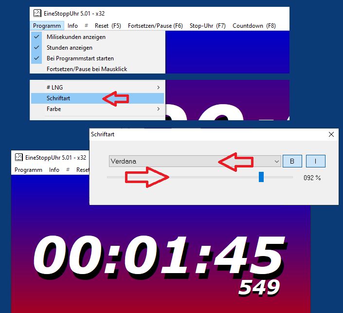 Ob als Stoppuhr oder Desktop Uhr mit maximaler Schriftgre!