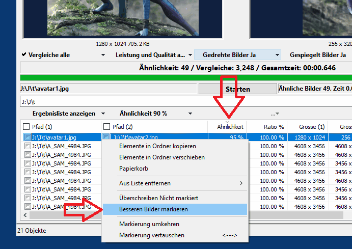 Sortieren der Bilder nach hnlichkeit und bessere Photos markieren!