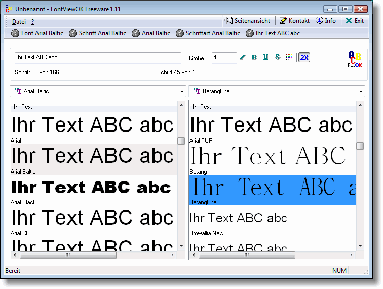 Screenshot vom Programm: FontViewOK