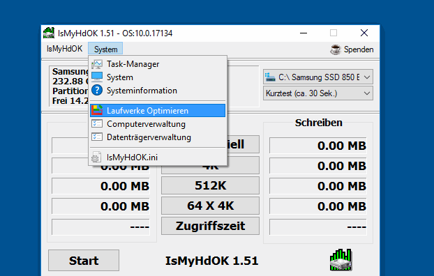 Laufwerks-Optimierung direkt in IsMyHdOK starten!