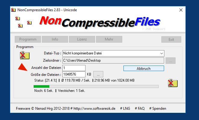 Die erstelle Datei kann nicht komprimiert werden!