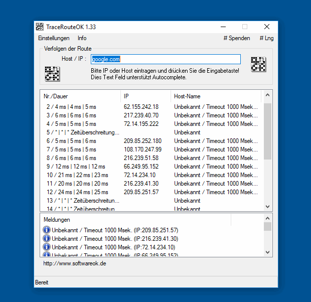 Pakete verfolgen und ber das Internet oder das LAN folgen!