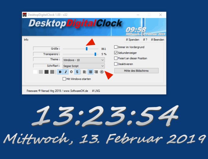Digitalen Desktopuhr fr alle Windows OS