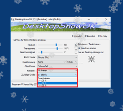 DesktopSnowOK 3 Variable Groesse und Rotieren der Schneeflocken 