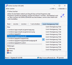 Sicheres lschen der Dateien fr mehr Schutz.