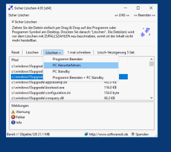 Sicheres lschen der Dateien fr mehr Schutz.
