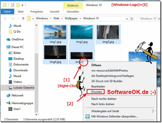 Mehreren Photos auf einer Seite Drucken bei Windows!