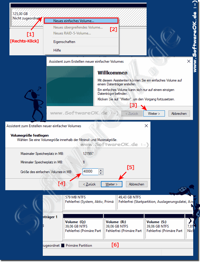 Aufteilen in Mehrere Laufwerke auf der Festplatte!