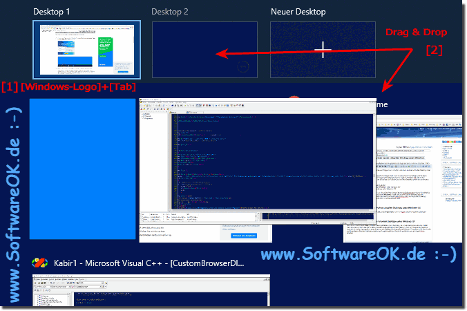 Verschieben der Anwendungen auf einen Anderen Desktop unter Win 10!