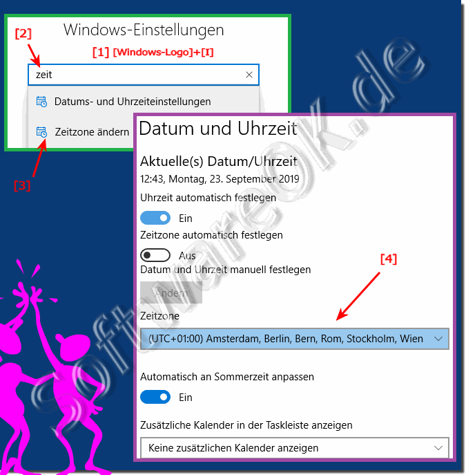Falsche Uhrzeit Zeitzone bei Windows 10 umstellen!