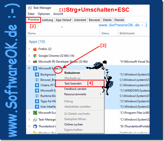 Windows 10 Taskmanager starten!