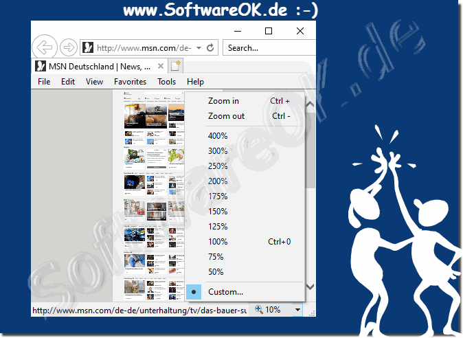 Das Internet Explorer Seiten Zoom in der Statusleiste!