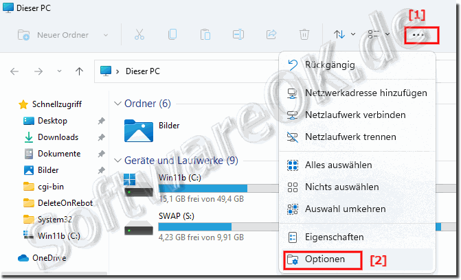 Datei Explorer Ordner Optionen unter Windows 11!