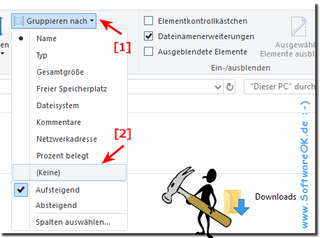 Keine Gruppierung  im Datei-Explorer unter Windows-10!