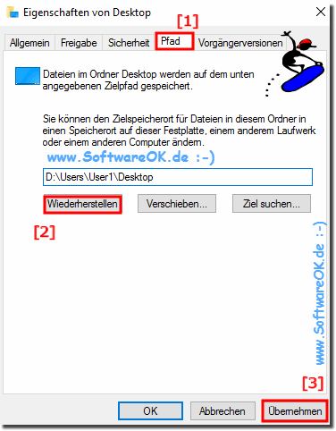 Windows-10 Desktop-Ordner Wiederherstellen Pfad!