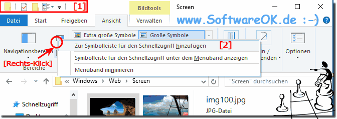Windows-10 Schnellzugriff Symbolleiste im Datei-Explorer! 