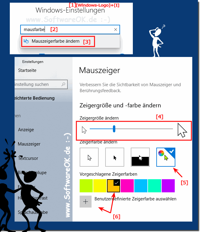 Maus Zeiger farbe und Größe ändern auf Windows 10!
