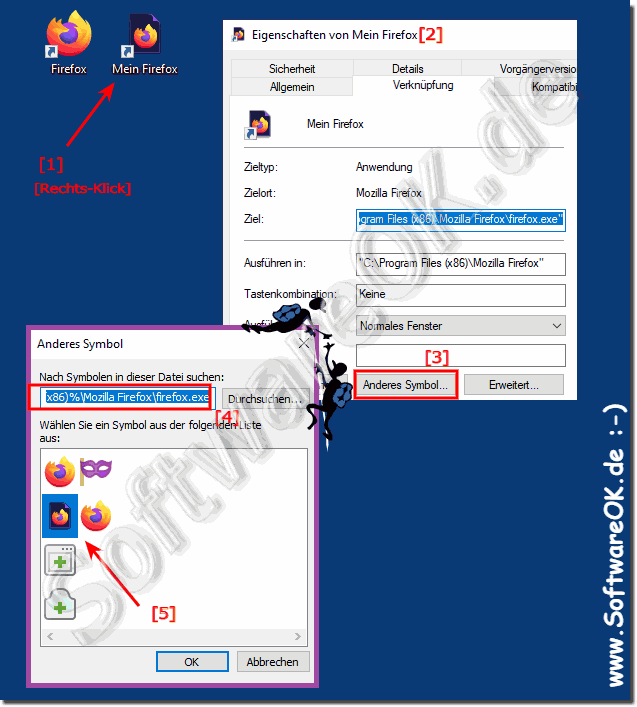 Fr Mozilla Firefox anderes Desktop Symbol fr Verknpfung verwenden!